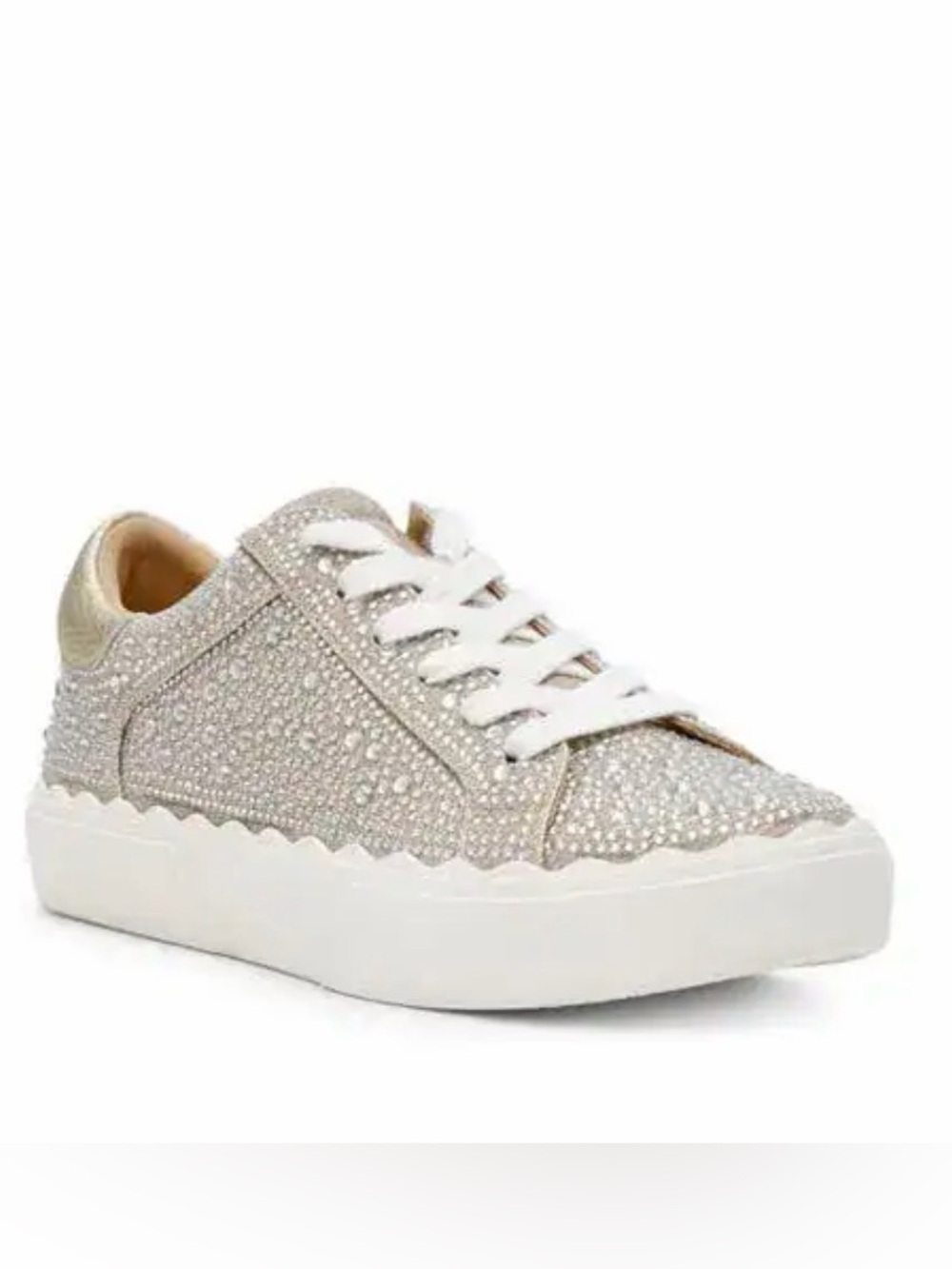 Anne Klein Champagne Sneakers | Low top Crystal Glam Tennis Shoes | Size 8